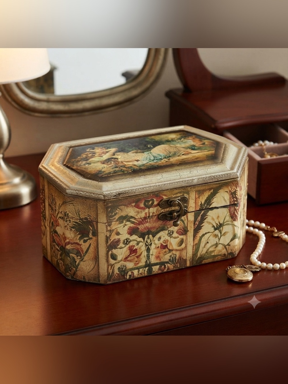 Vintage Decorative jewelry Box with Cherub Design
